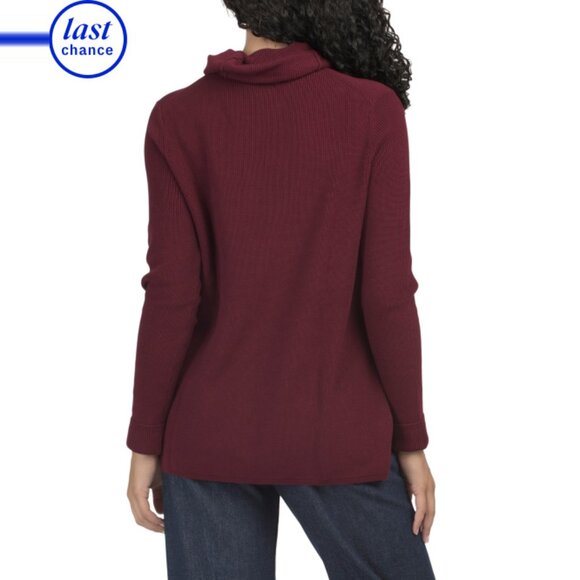 EDINBURGH KNITS Damson Pima Cotton Side Button Sweater - Picture 2 of 2